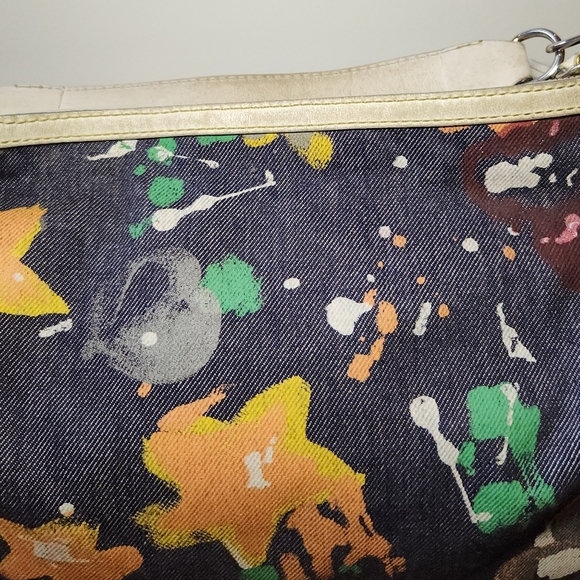 Vintage Y2K Dooney and Bourke Graffiti Splash Paint Denim Shoulder Bag Purse - Picture 8 of 15